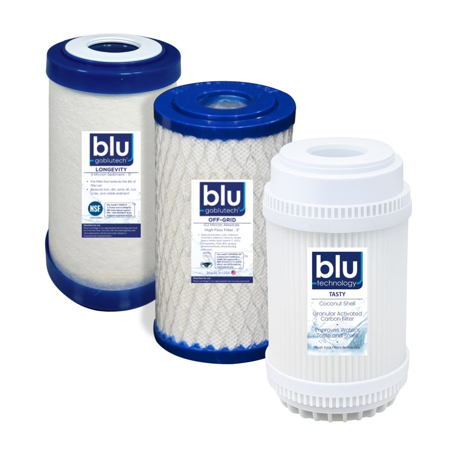 3 Stage "OFF-GRID" UPGRADE Water Filter Recharge Pack | 5-inch